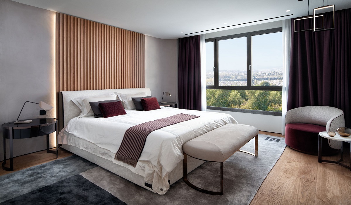 bedroom with lovely bed and beautiful views