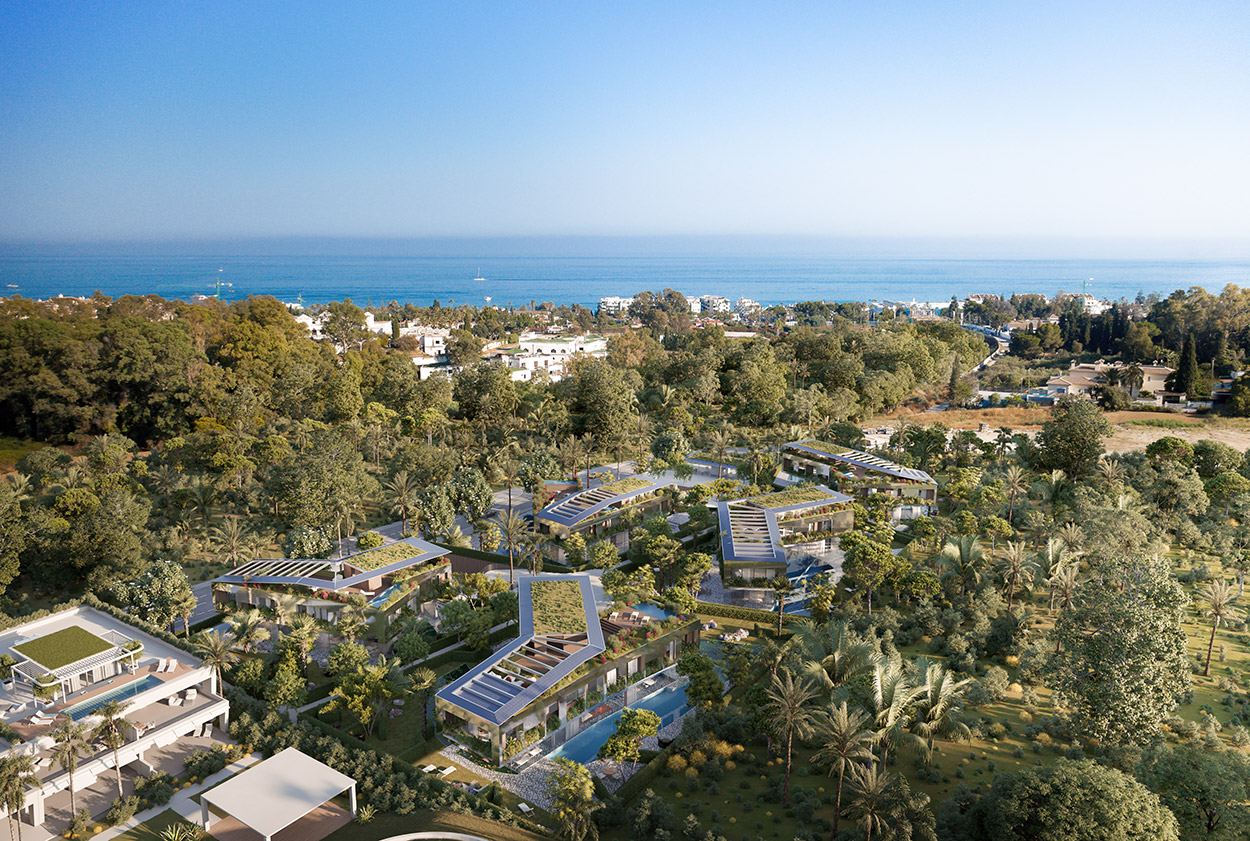 Karl Lagerfeld community Marbella aerial view Karl Lagerfeld villas Marbella Golden Mile