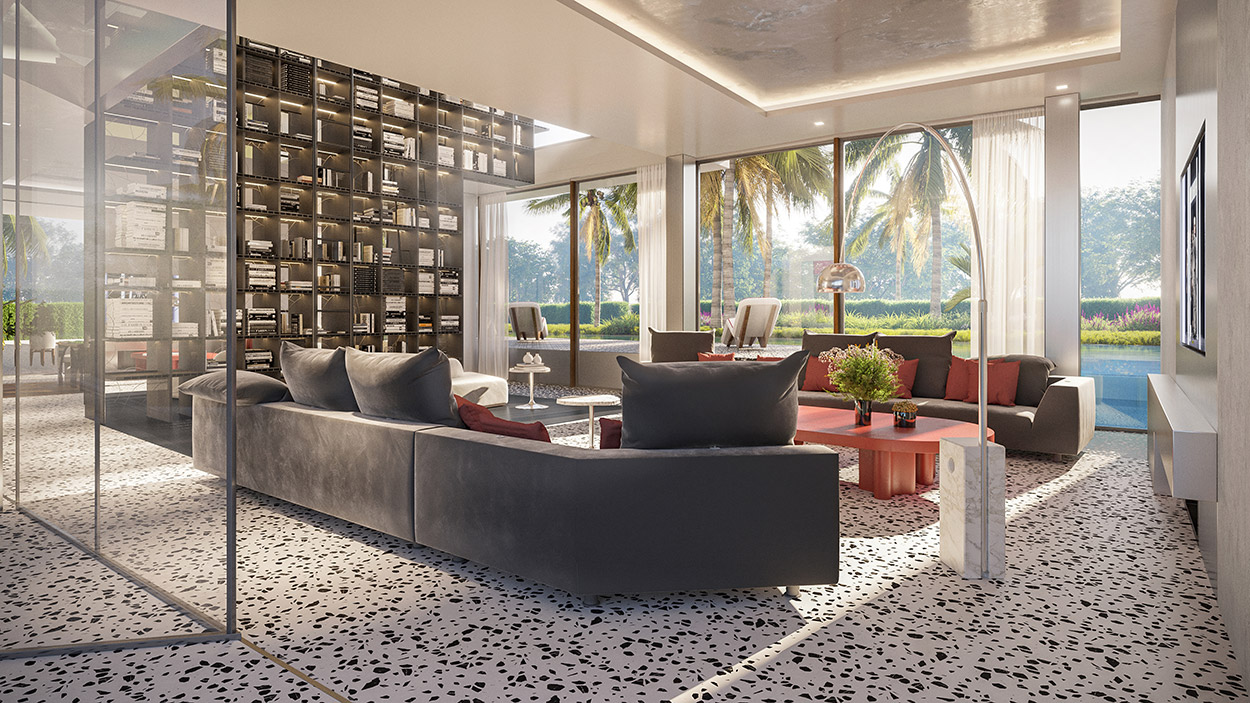 Karl Lagerfeld villas Marbella Living room interior design